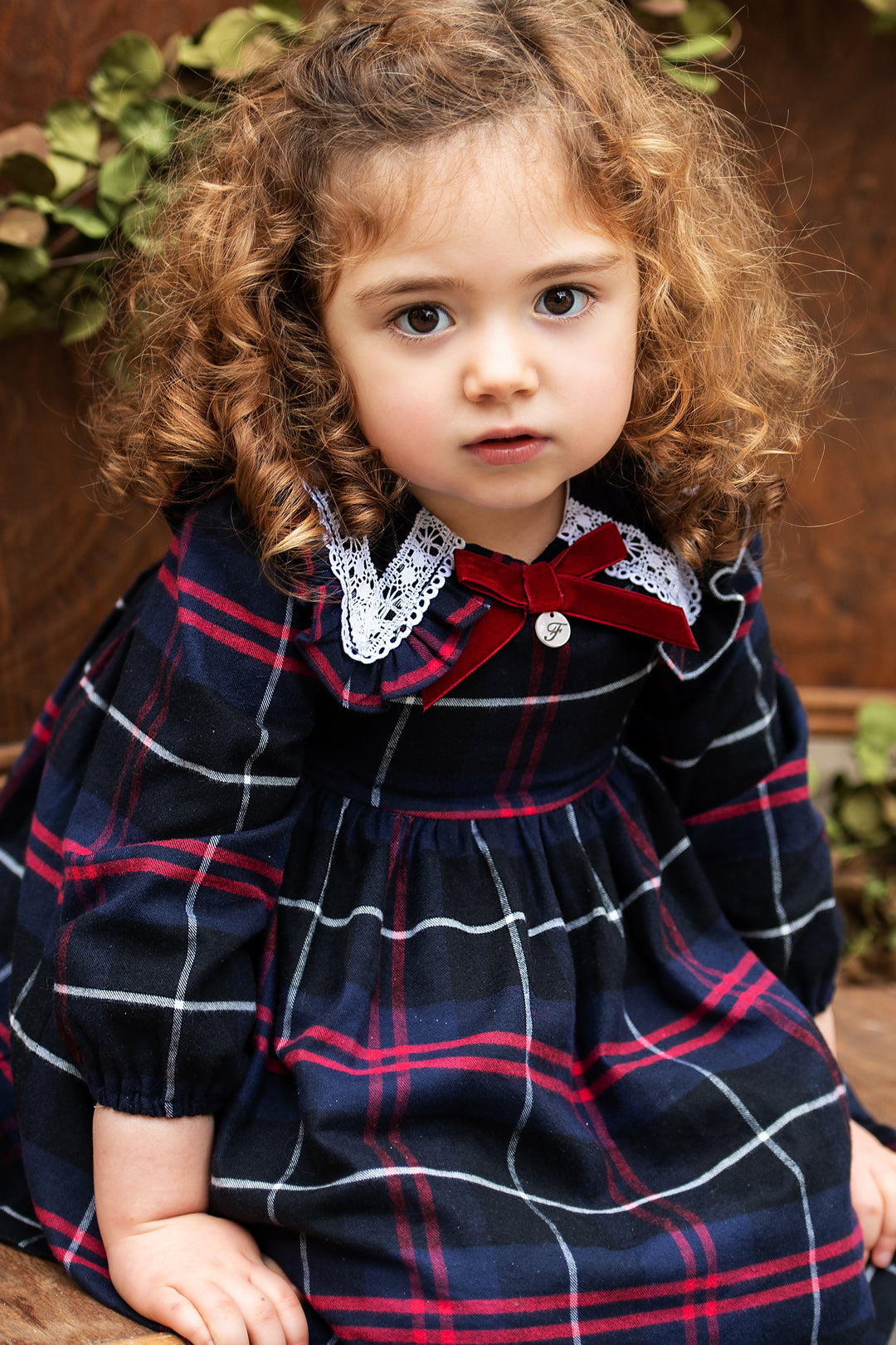 Foque PREORDER "Addison" Navy & Red Tartan Dress | Millie and John