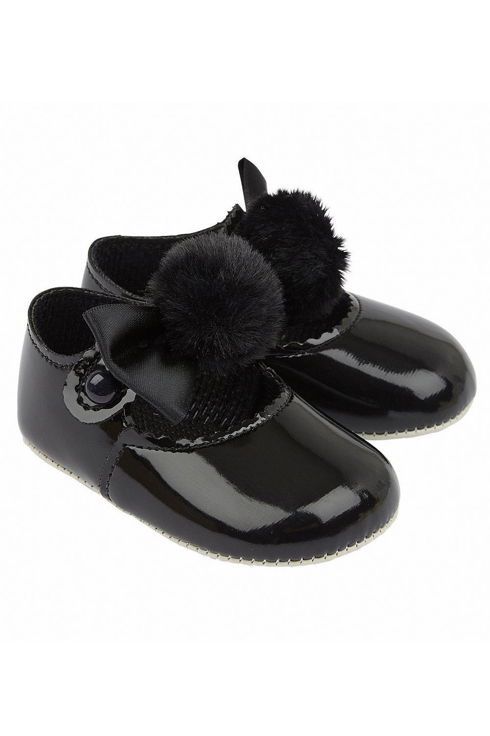 Baypods Black Pom Pom Soft Sole Shoes | Millie and John