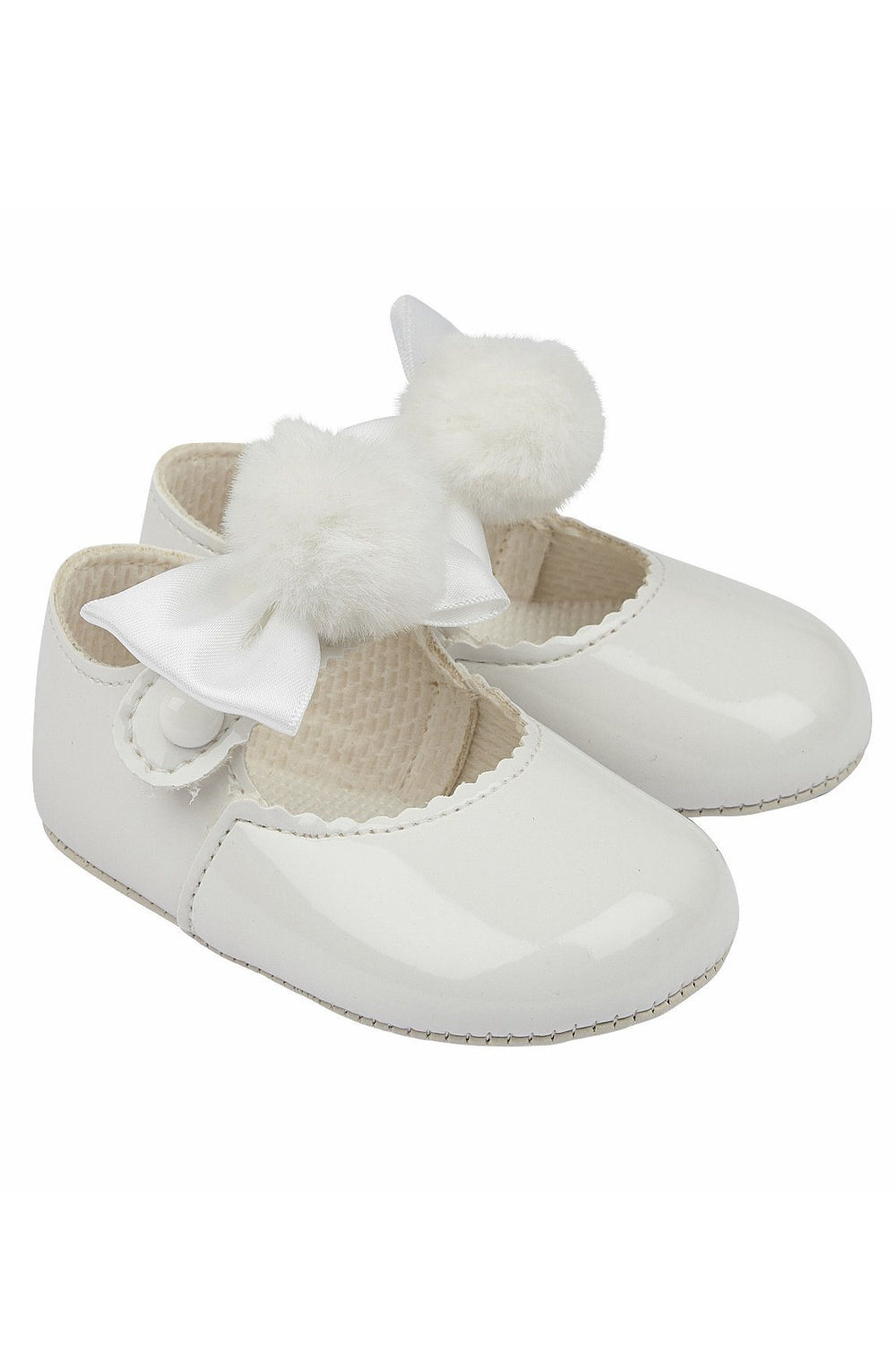 Baypods White Pom Pom Soft Sole Shoes | Millie and John