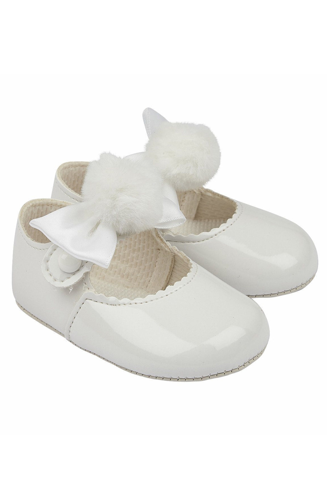 Baypods White Pom Pom Soft Sole Shoes | Millie and John