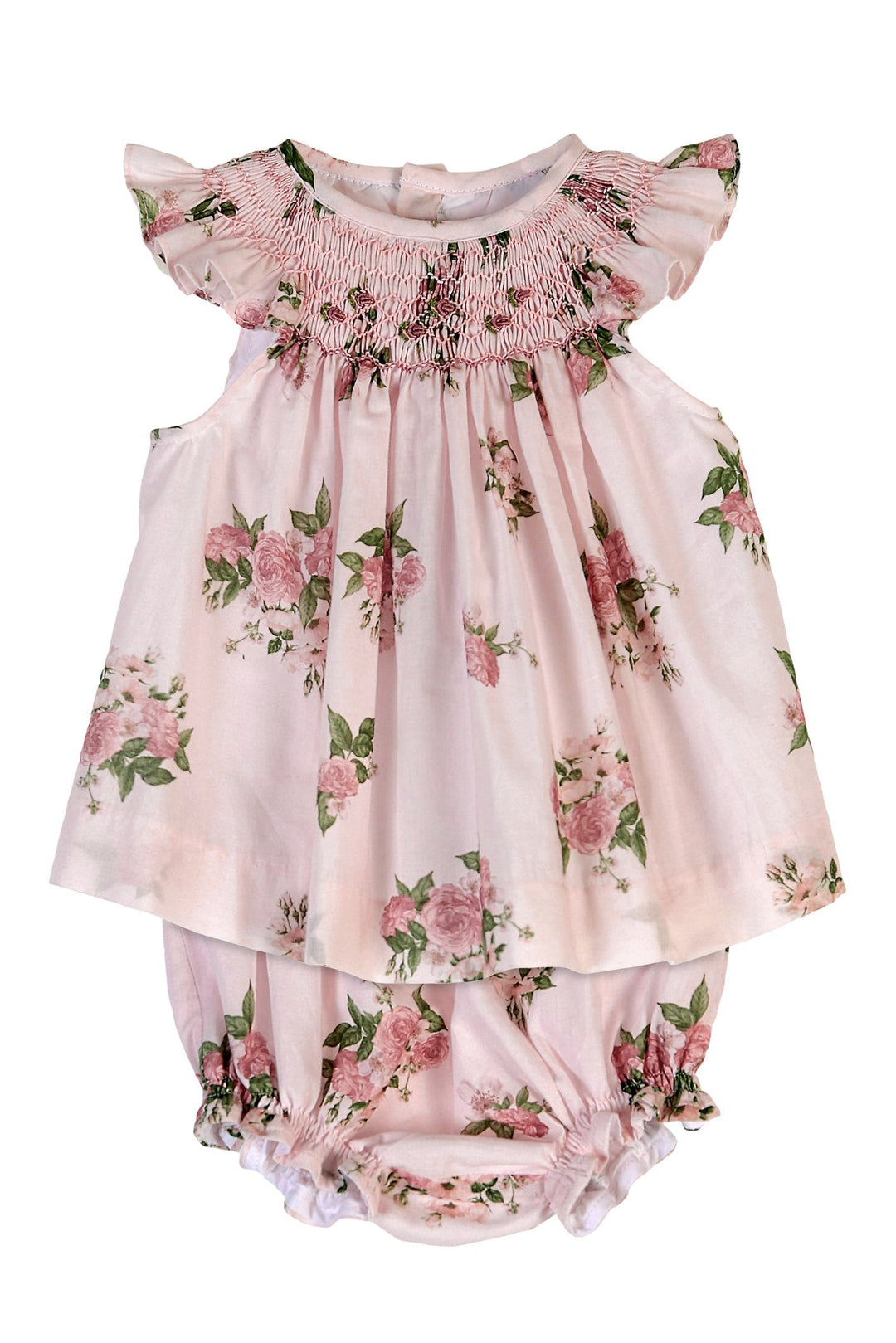 Tartaleta "Coraline" Pink Floral Smocked Dress & Bloomers | Millie and John