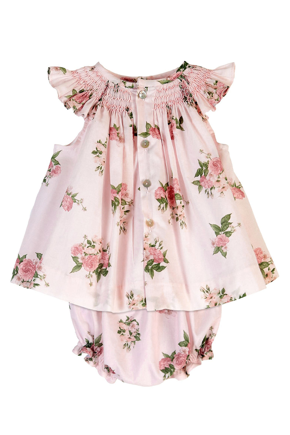 Tartaleta "Coraline" Pink Floral Smocked Dress & Bloomers | Millie and John