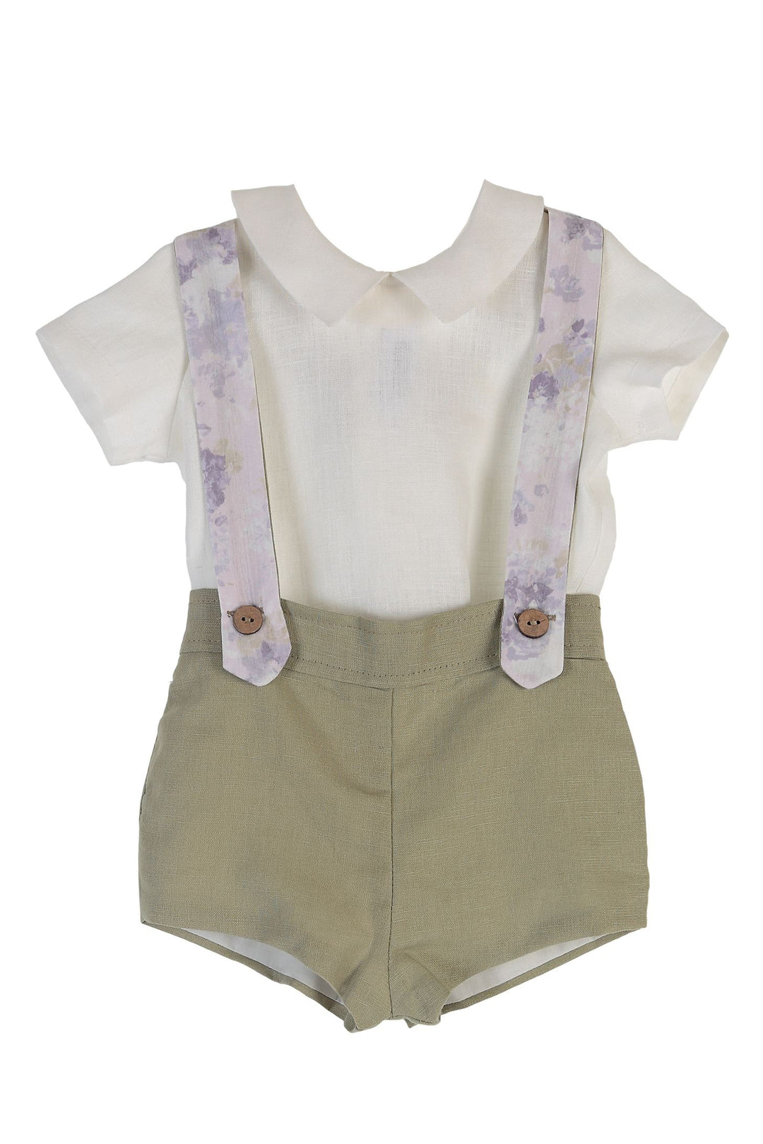 Tartaleta "Clarence" Shirt, Pistachio Shorts & Floral Braces | Millie and John
