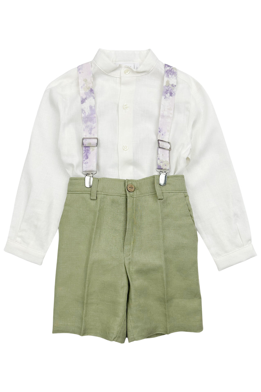 Tartaleta "Eddison" Shirt, Pistachio Shorts & Floral Braces | Millie and John