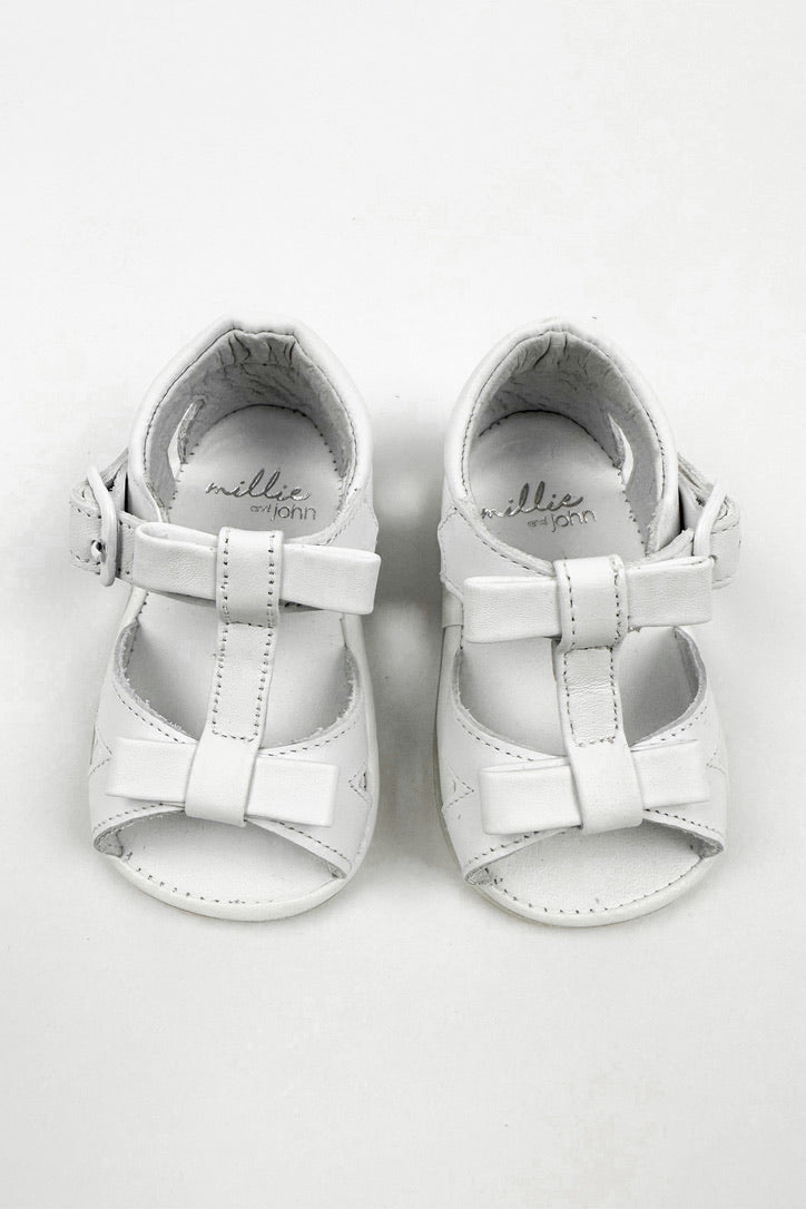 León Shoes X M&J "Gabriela" White Patent Leather Sandals (UK 0-4) | Millie and John