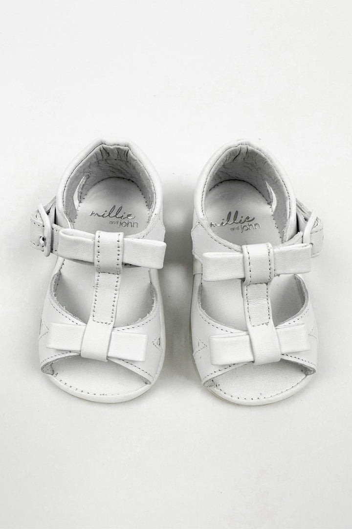 León Shoes X M&J "Gabriela" White Patent Leather Sandals (UK 0-4) | Millie and John