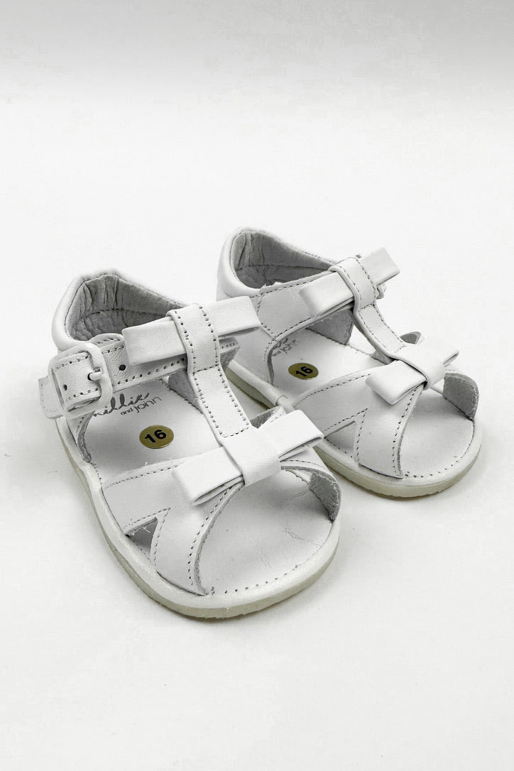 León Shoes X M&J "Gabriela" White Patent Leather Sandals (UK 0-4) | Millie and John