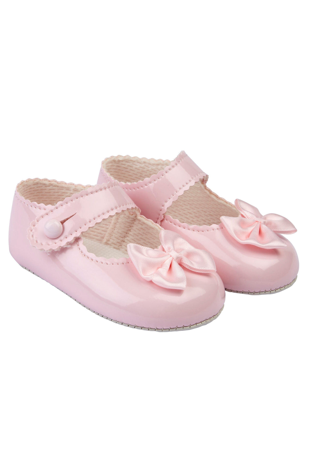 Baypods Pink Patent Bow Soft Sole Shoes | Millie and John