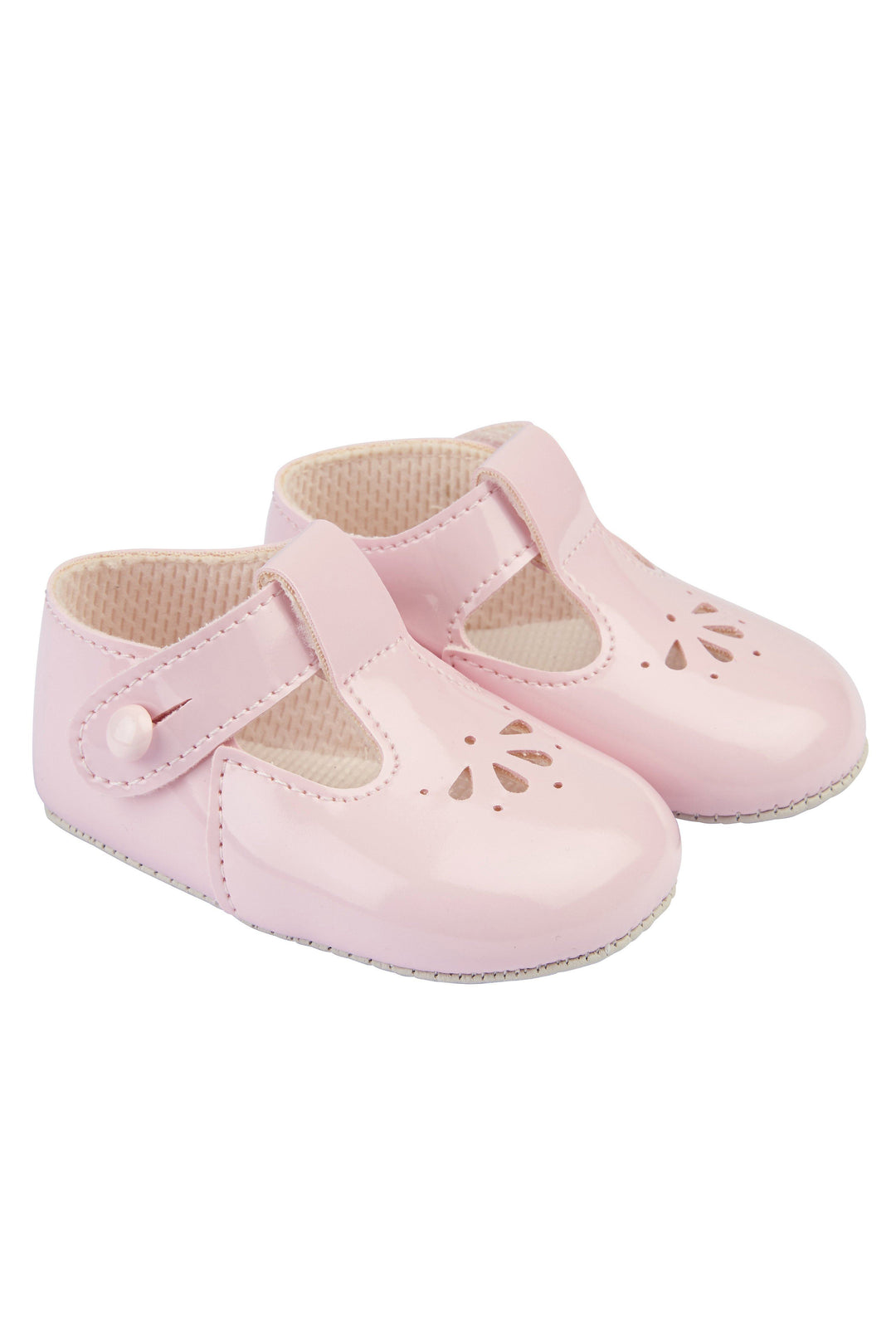 Baypods Pink Patent Petal Punch T-Bar Shoes | Millie and John