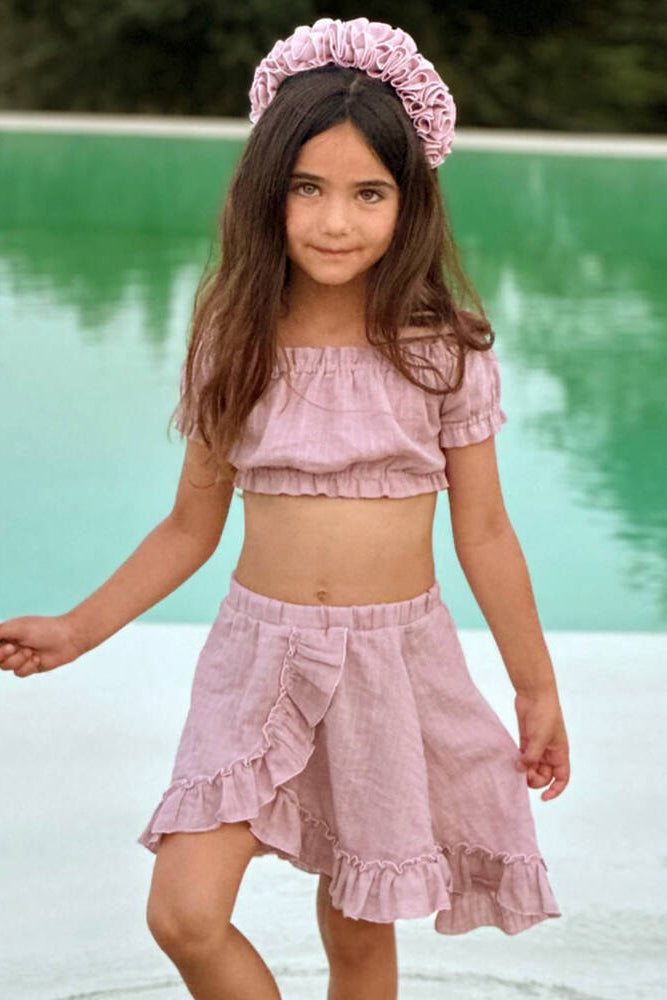 Jamiks "Brylee" Dusky Pink Organic Cotton Blouse & Skirt | Millie and John