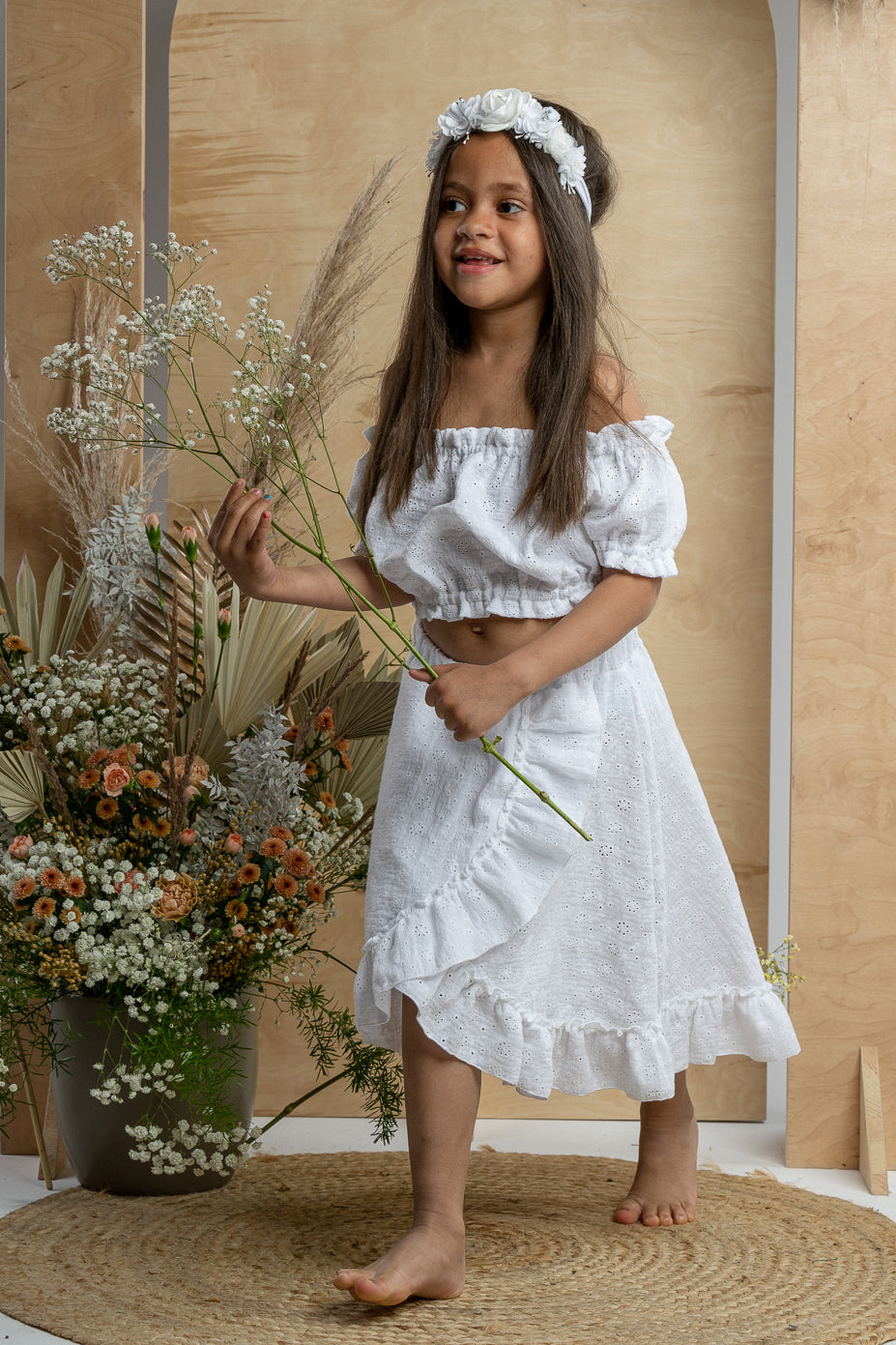 Jamiks "Brylee" White Broderie Anglaise Blouse & Skirt | Millie and John