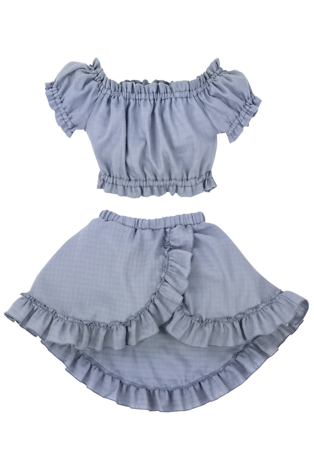 Jamiks "Brylee" Dusky Blue Organic Cotton Blouse & Skirt | Millie and John