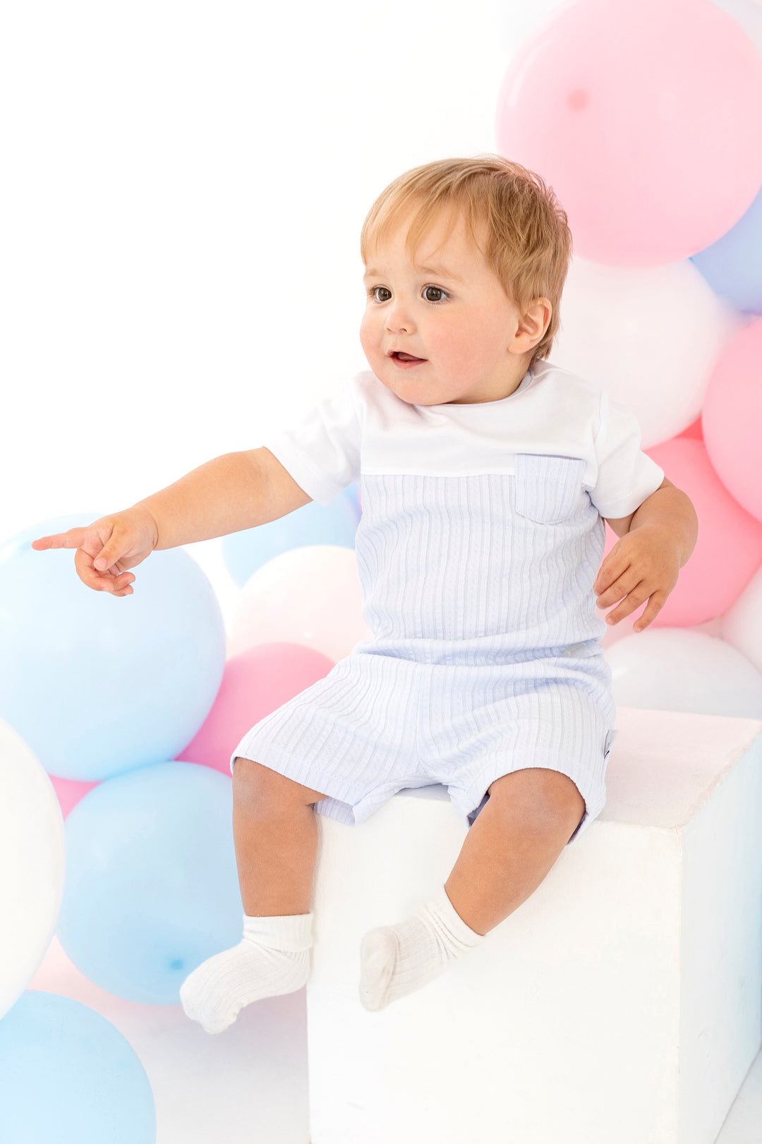 Blues Baby PREORDER "Calvin" Baby Blue Cable Knit T-Shirt & Shorts | Millie and John