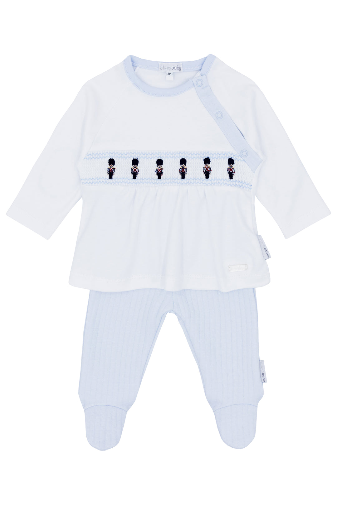 Blues Baby "Frankie" Baby Blue Smocked King's Guard Top & Leggings | Millie and John