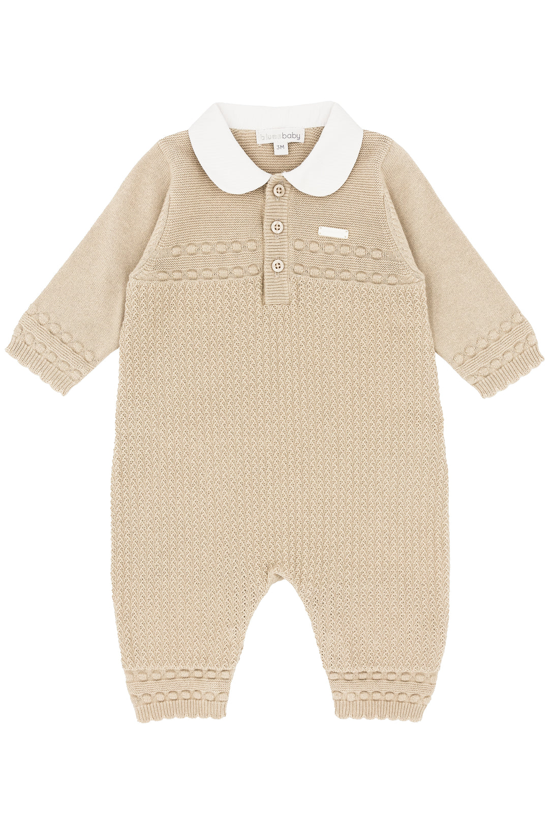 Blues Baby "Daniel" Beige Knit Romper | Millie and John