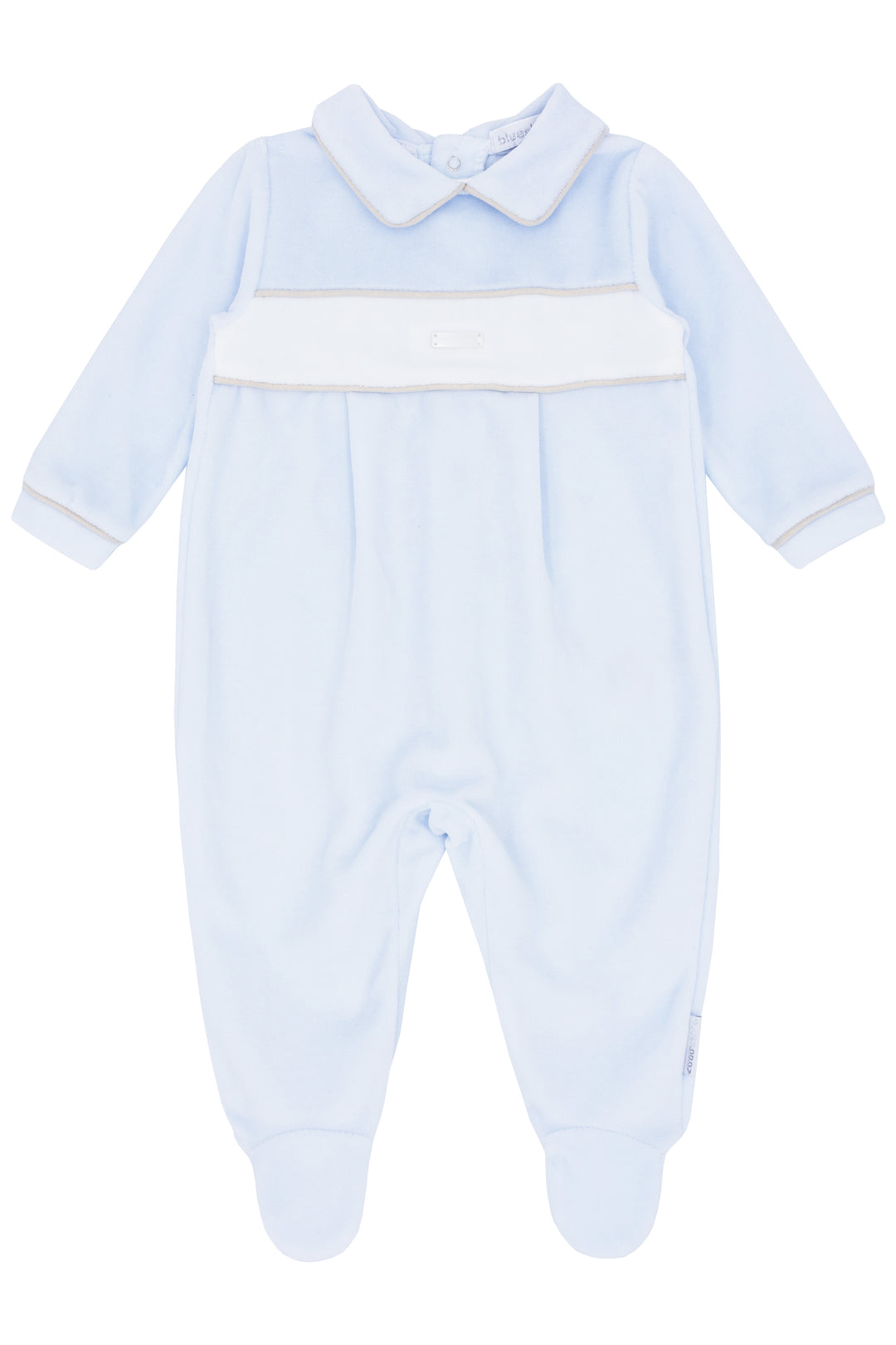 "Holden" Baby Blue Velour Sleepsuit