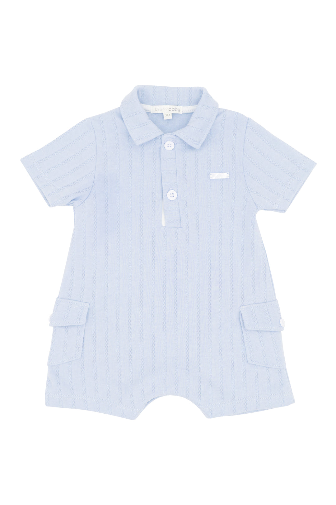 Blues Baby "Ozzy" Blue Cargo Pocket Romper | Millie and John