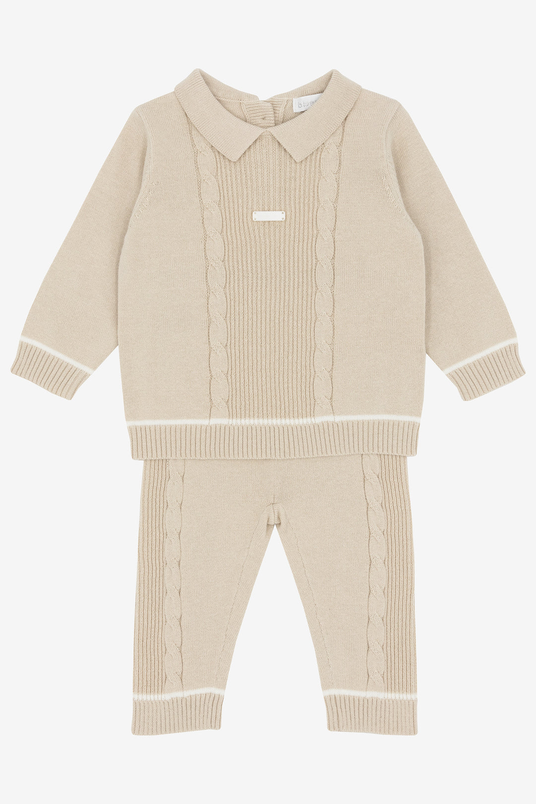 "Eli" Beige Knitted Polo Shirt & Trousers