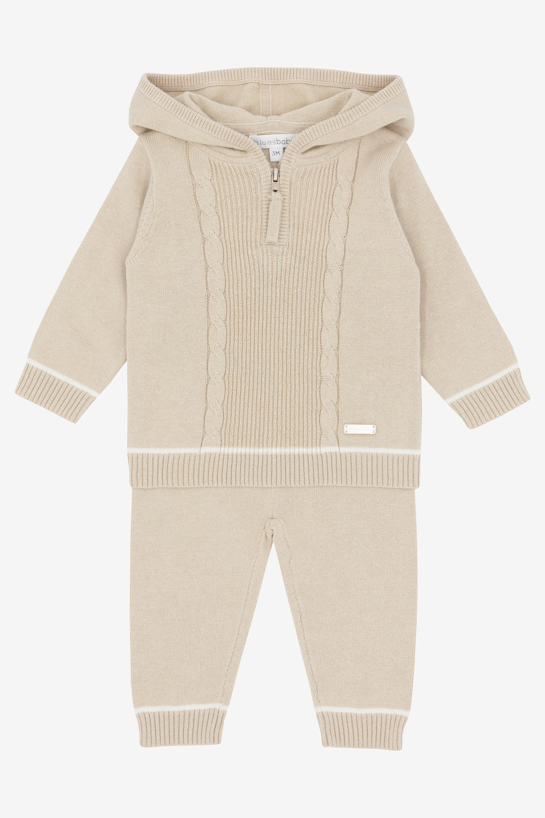 "Leo" Beige Knitted Hoodie & Trousers