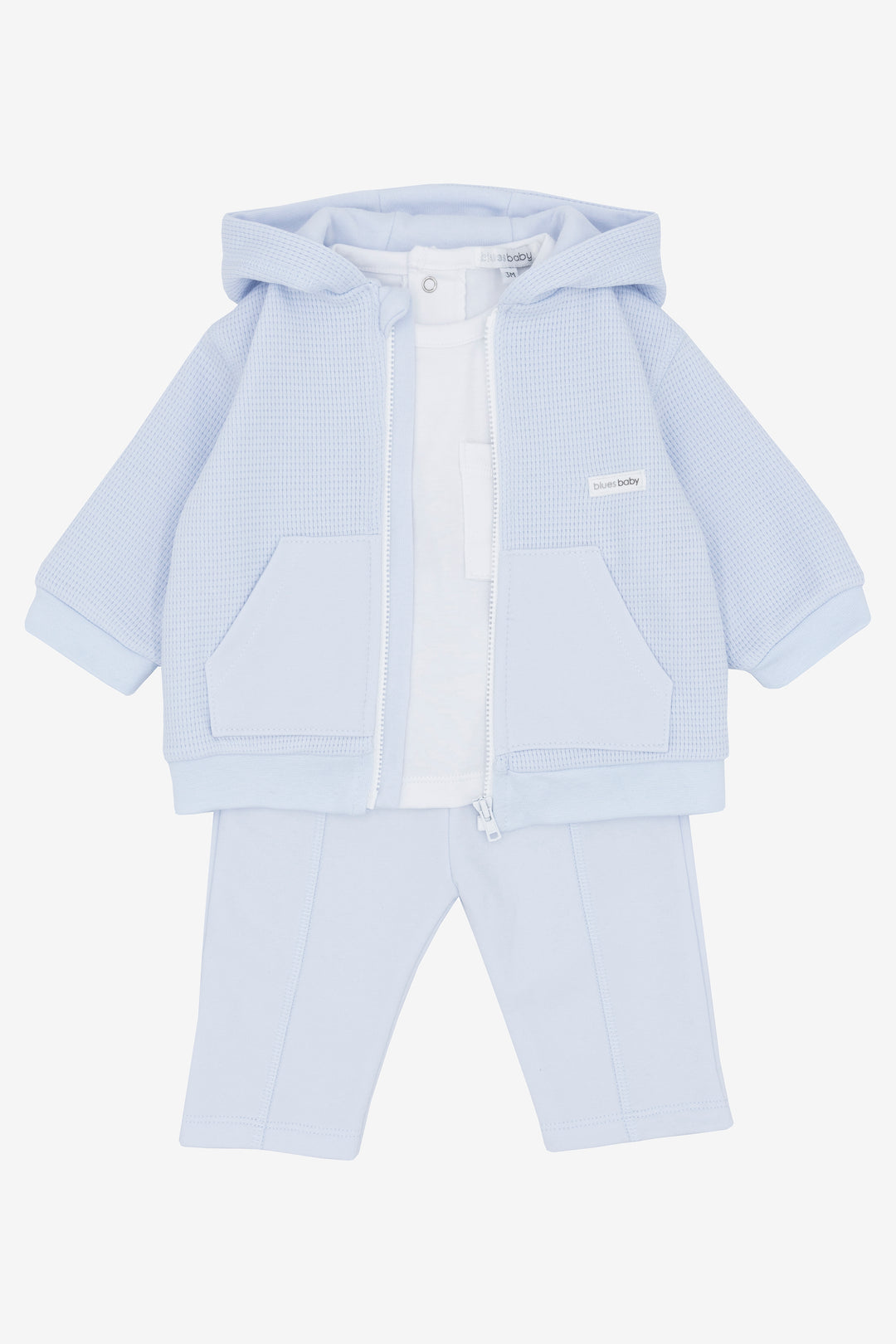 "Luca" Blue Waffle Hoodie, Top & Trousers