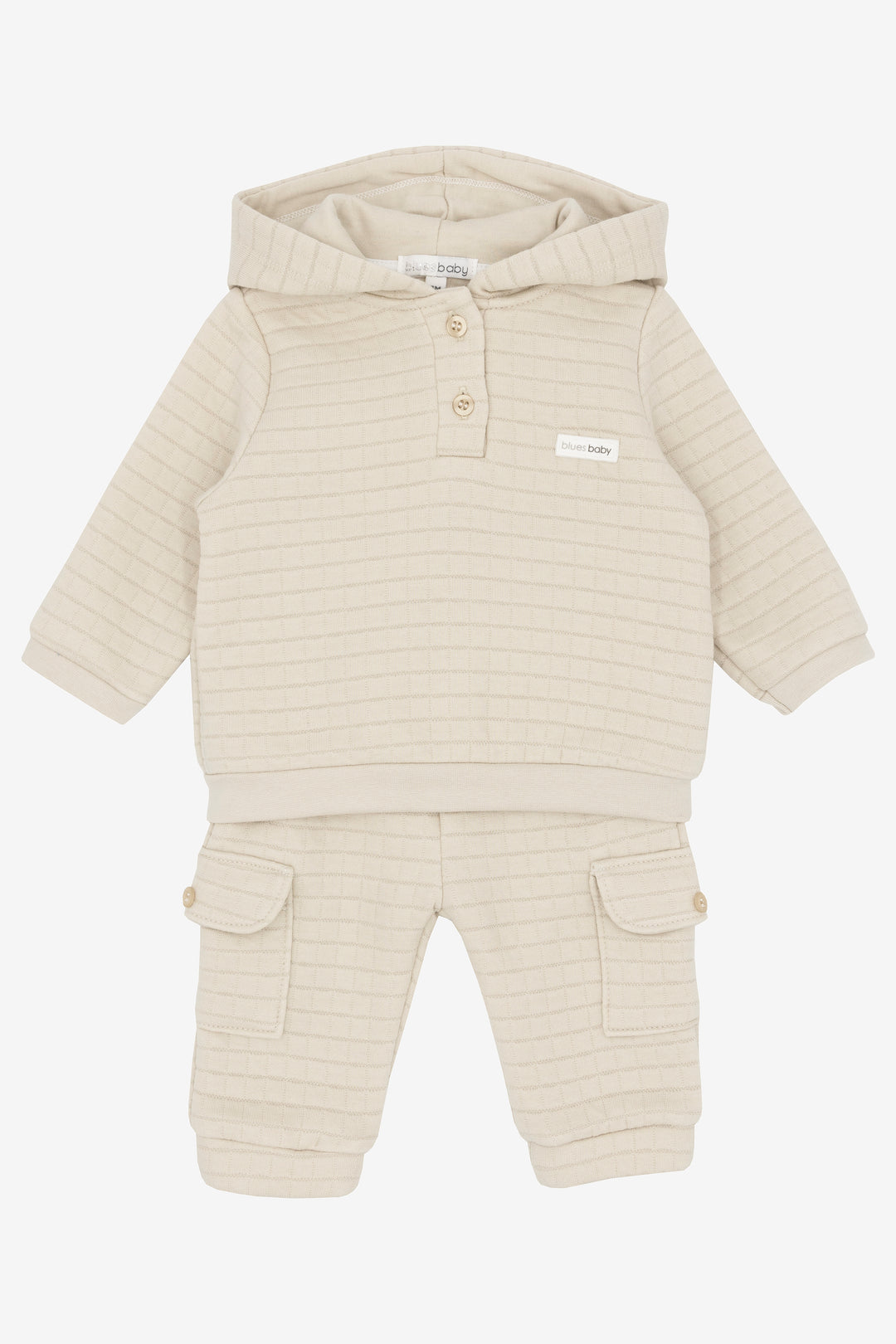 "Kai" Beige Quilted Hooded Tracksuit