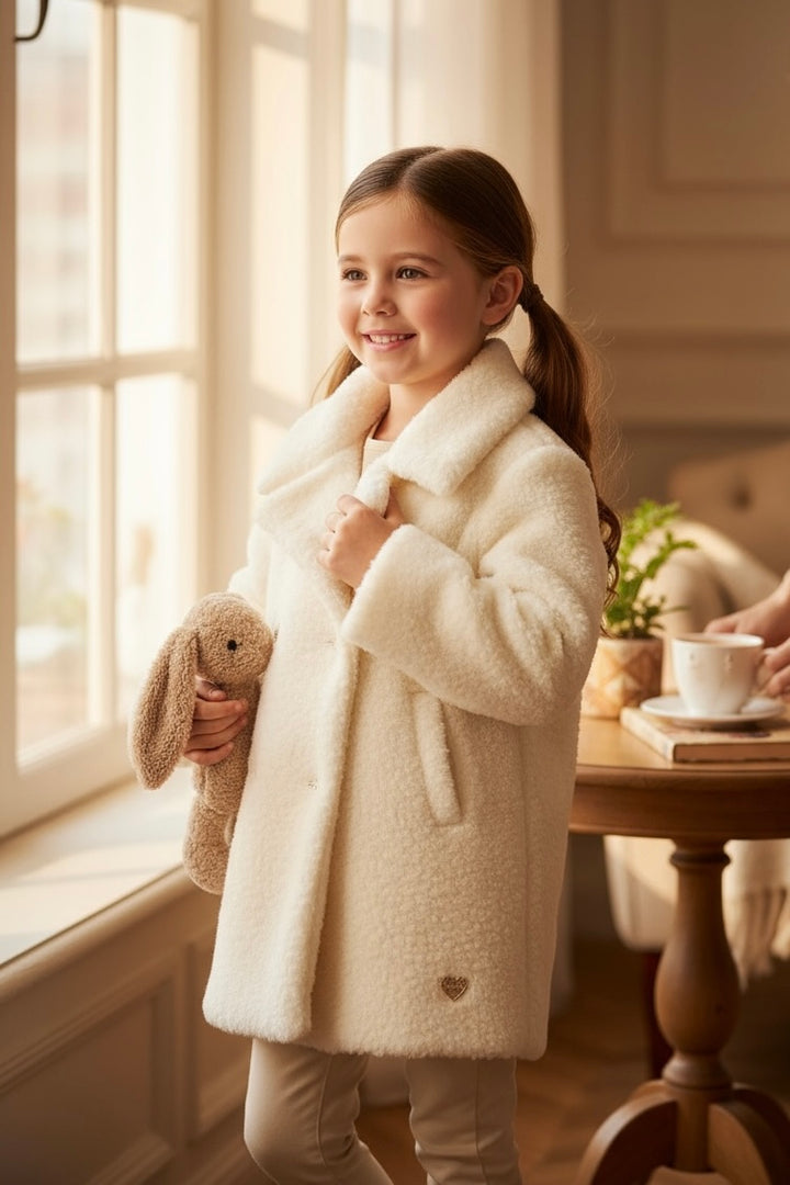 GUESS® Kids "Callista" Cream Shimmer Sherpa Coat | Millie and John