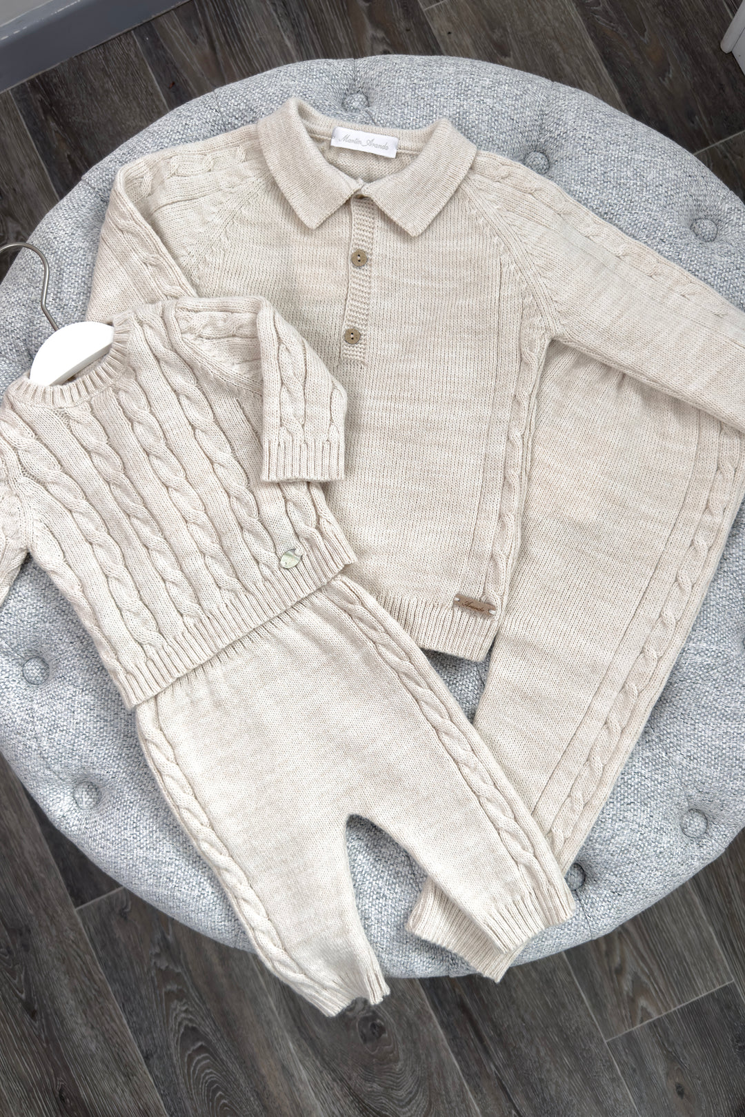 Martín Aranda "Dario" Beige Cable Knit Polo Top & Trousers | Millie and John