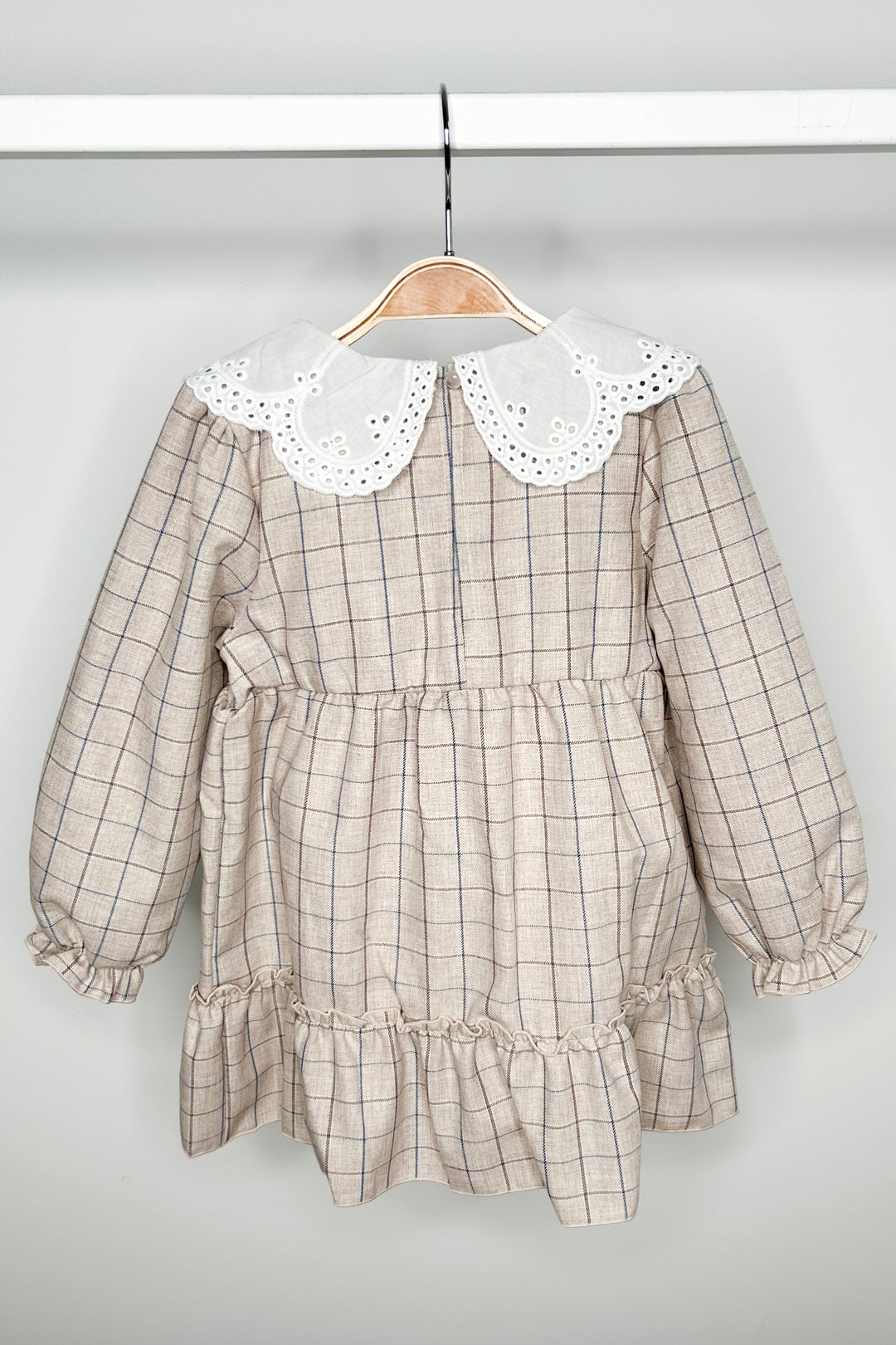 Jamiks "Belita" Stone & Dusky Blue Check Dress | Millie and John