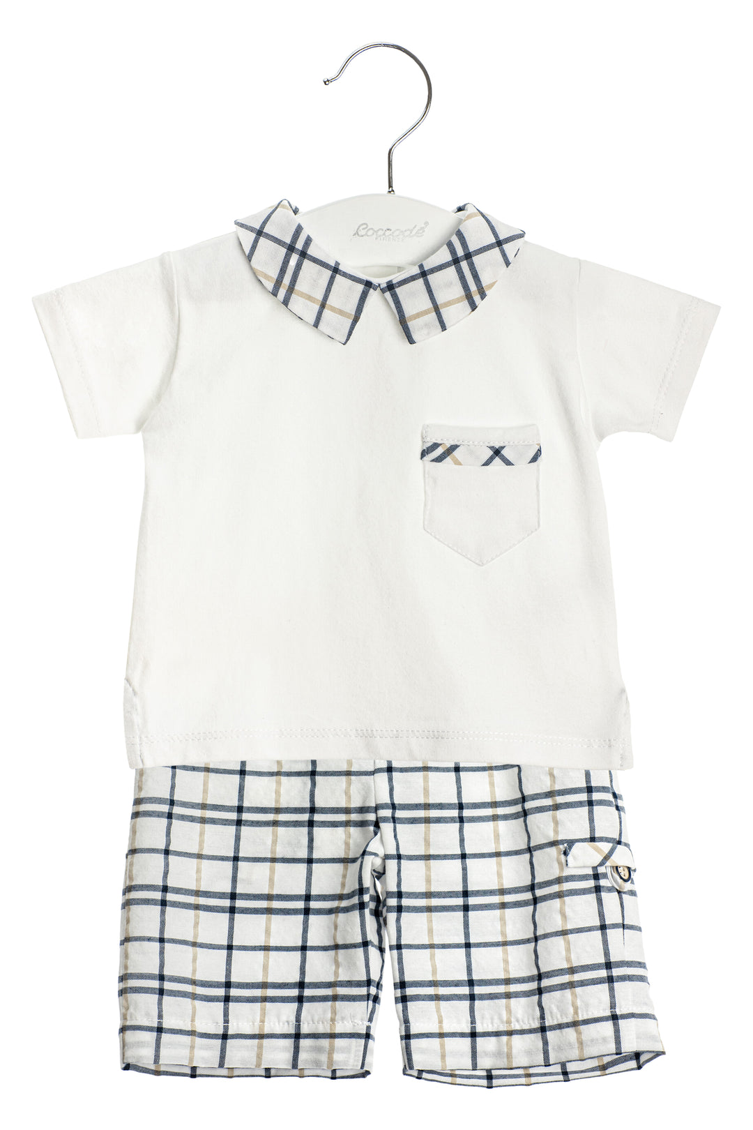 Coccodè "Clifford" Navy Checked Polo Shirt & Shorts | Millie and John