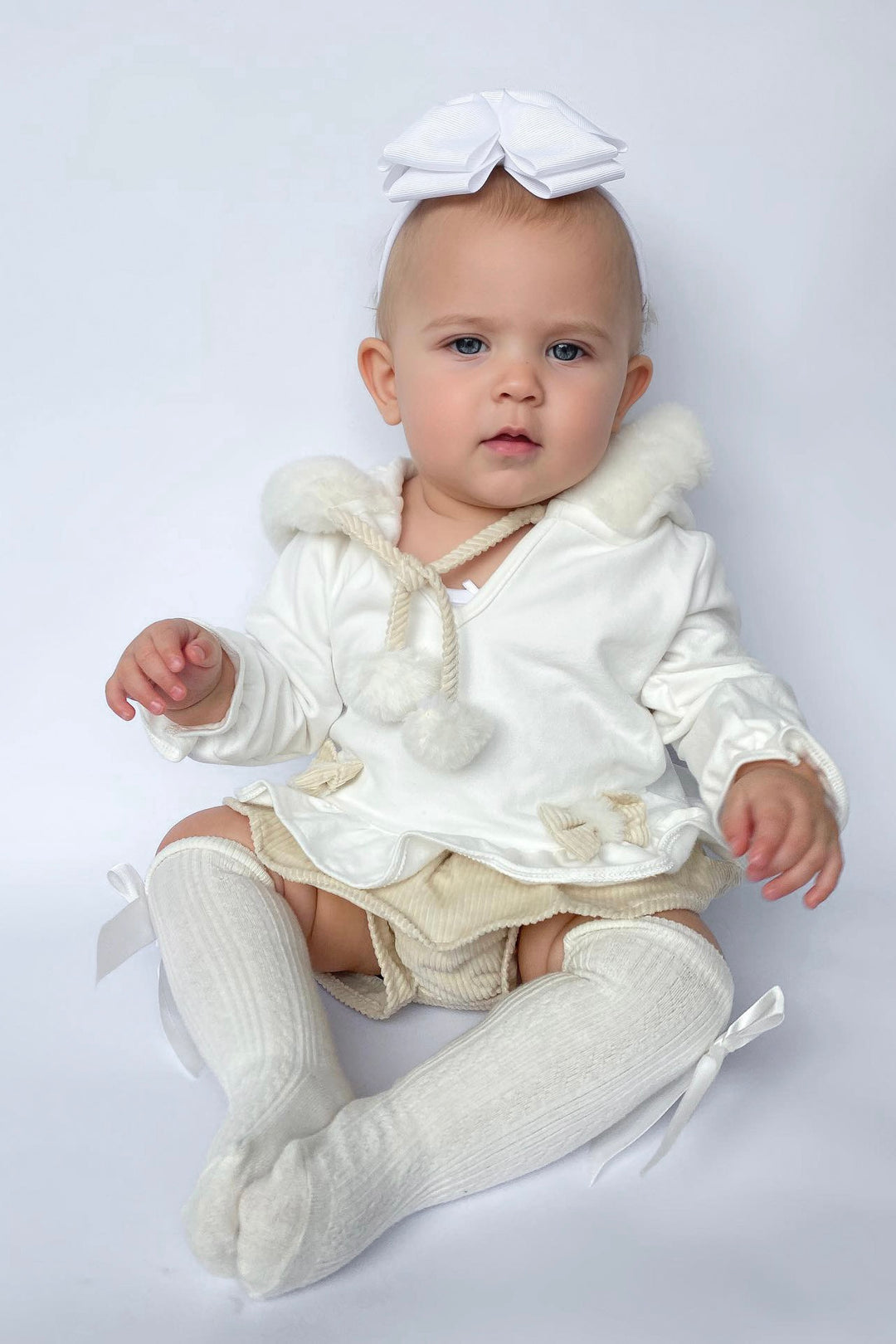 Deolinda "Elinora" Faux Fur Hoodie & Sand Bloomers | Millie and John
