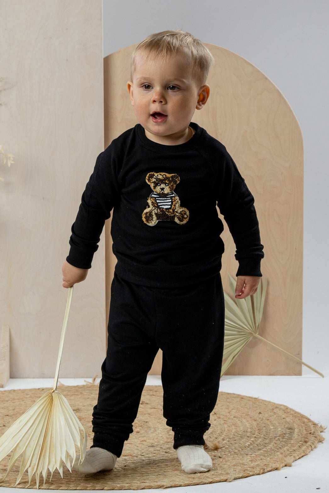 Jamiks "Timothy" Black Bamboo Teddy Tracksuit | Millie and John