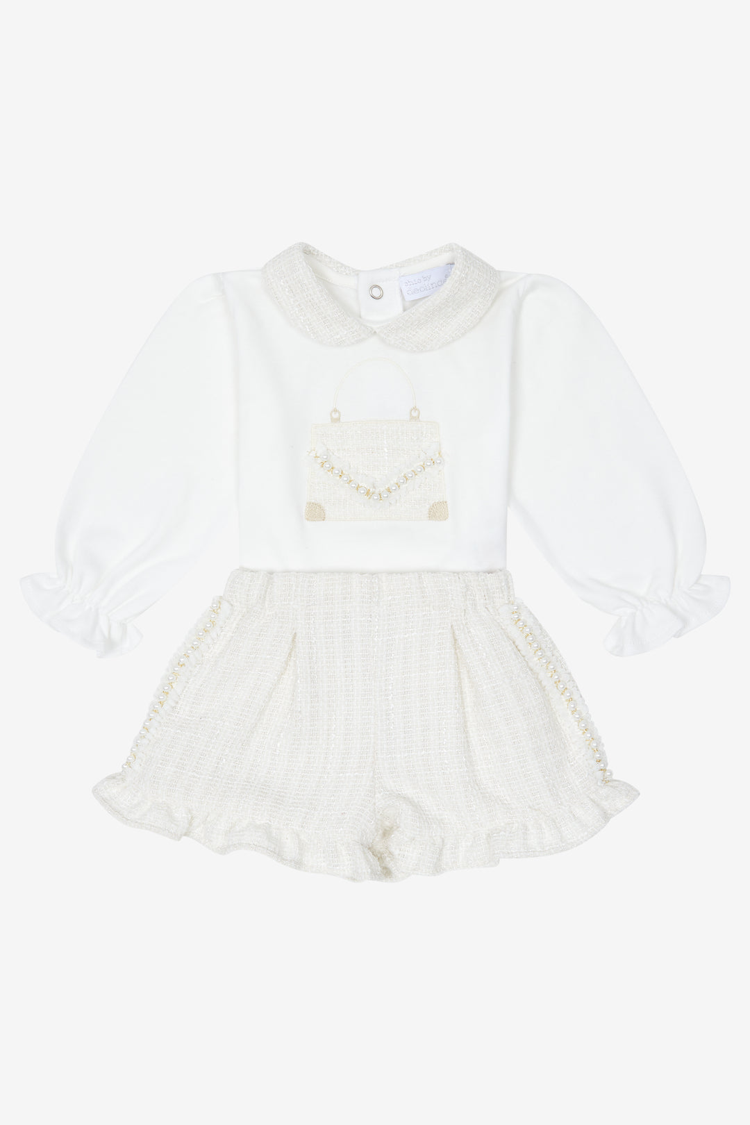 "Aurélie" Cream Shimmer Tweed Top & Shorts