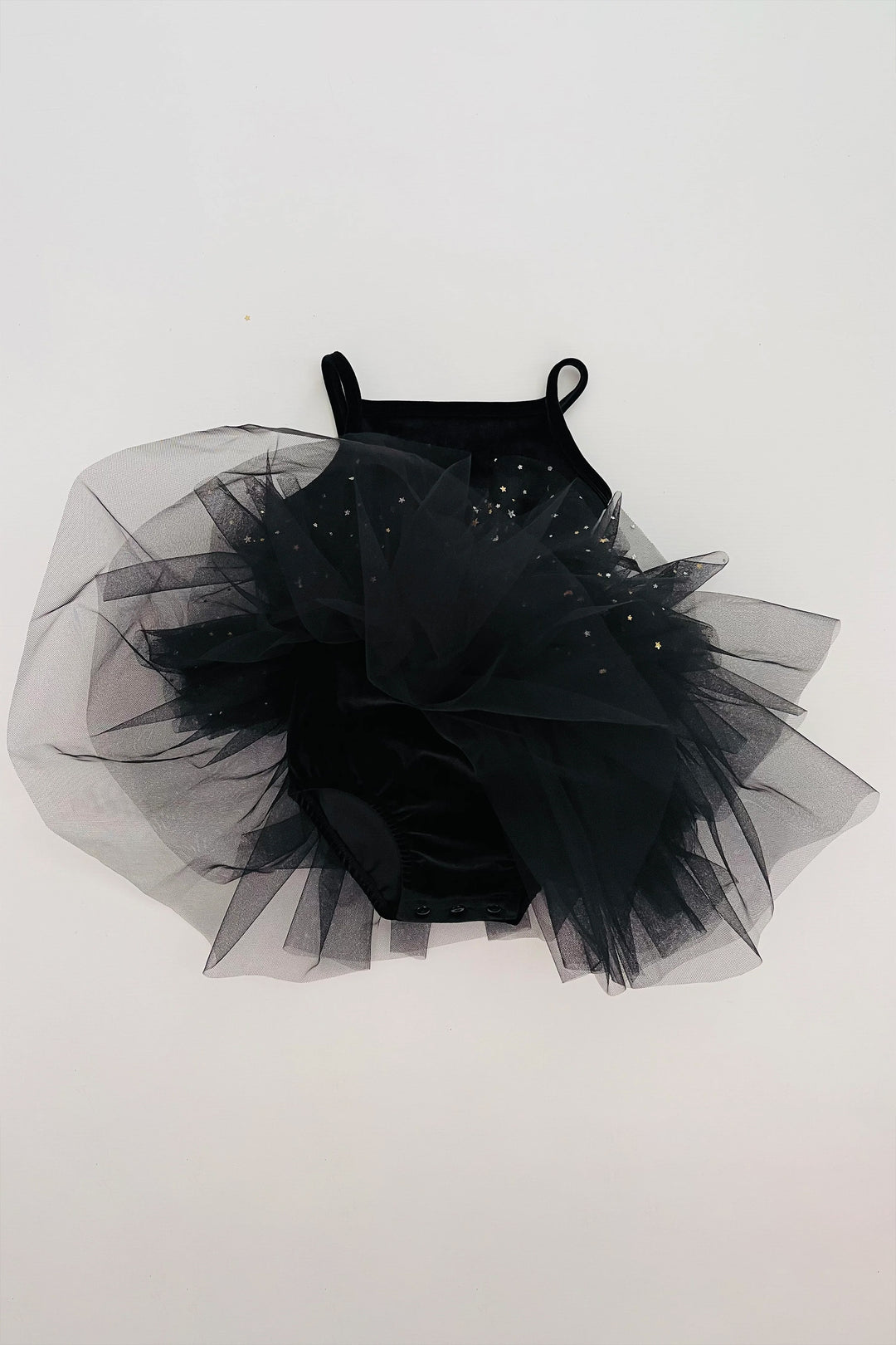 DOLLY by Le Petit Tom Black Velvet Celestial Tulle Ballerina Dress | Millie and John