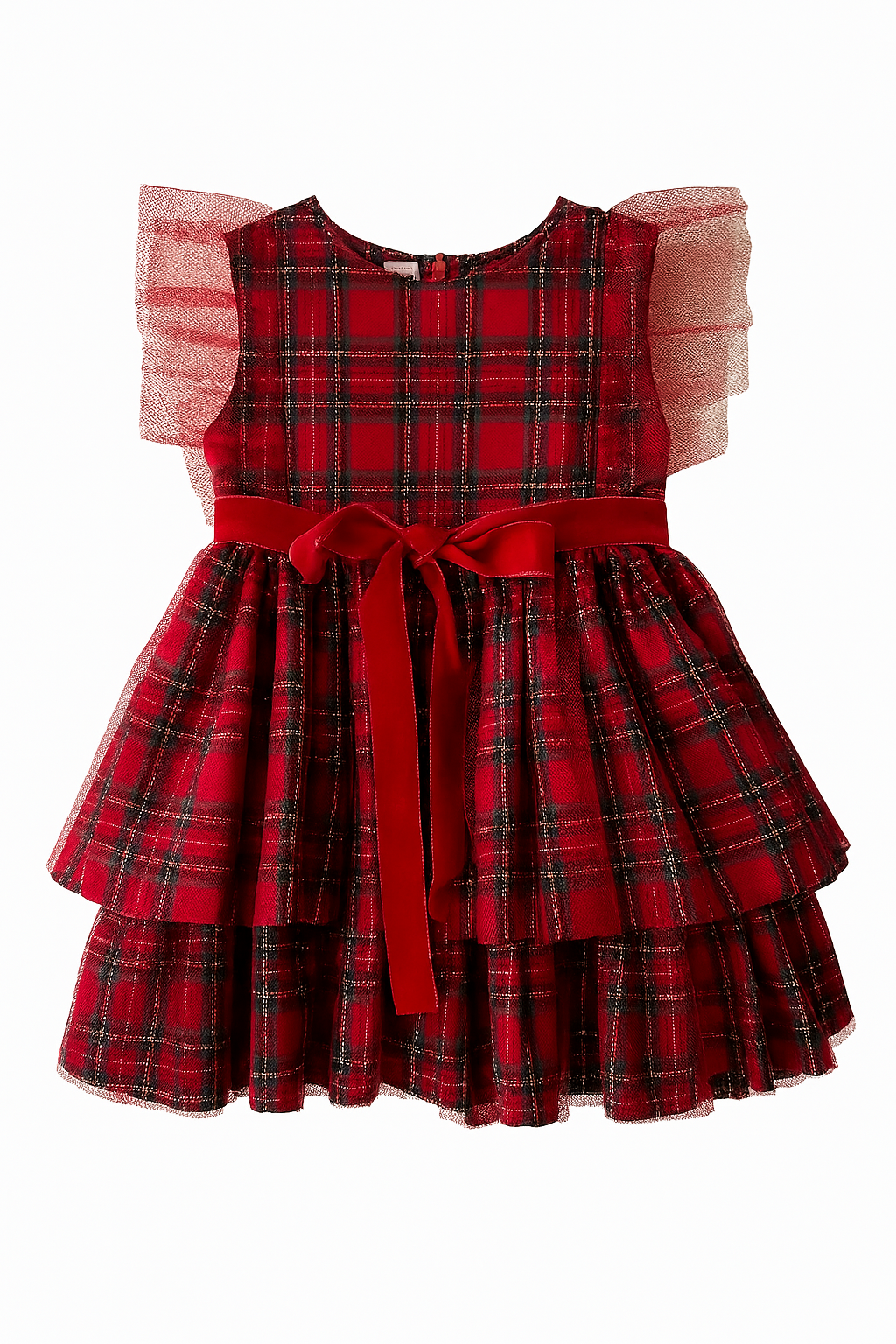 "Avril" Red Tartan Tulle Dress