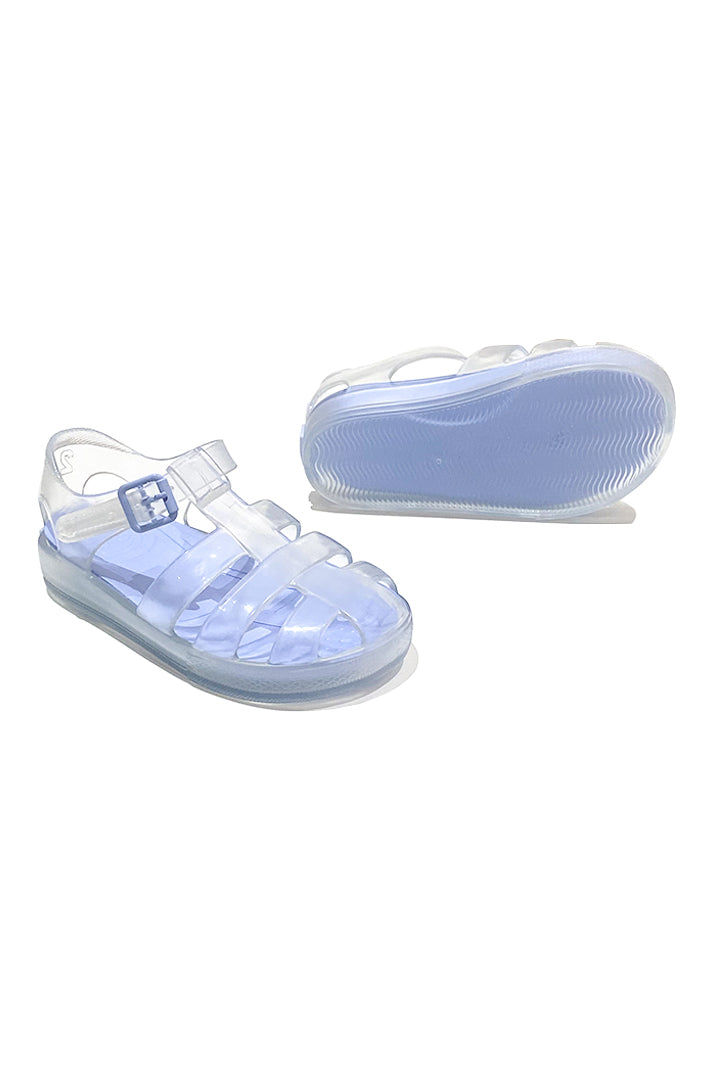 Marena "Monaco" Clear & Blue Jelly Sandals | Millie and John