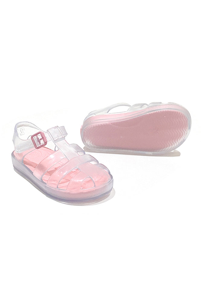 Marena "Monaco" Clear & Pink Jelly Sandals | Millie and John