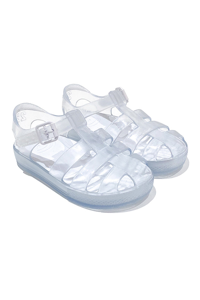 Marena "Monaco" Clear & White Jelly Sandals | Millie and John