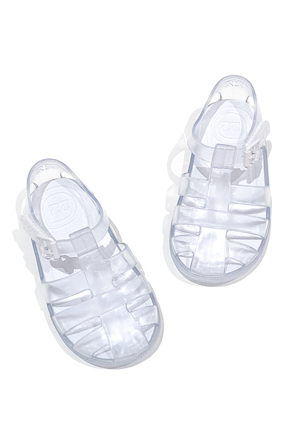 Marena "Monaco" Clear & White Jelly Sandals | Millie and John