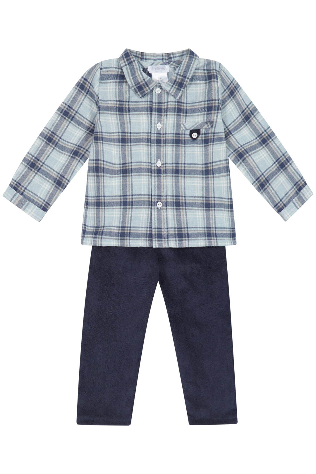 Deolinda "Toby" Dusky Blue Tartan Shirt & Trousers | Millie and John