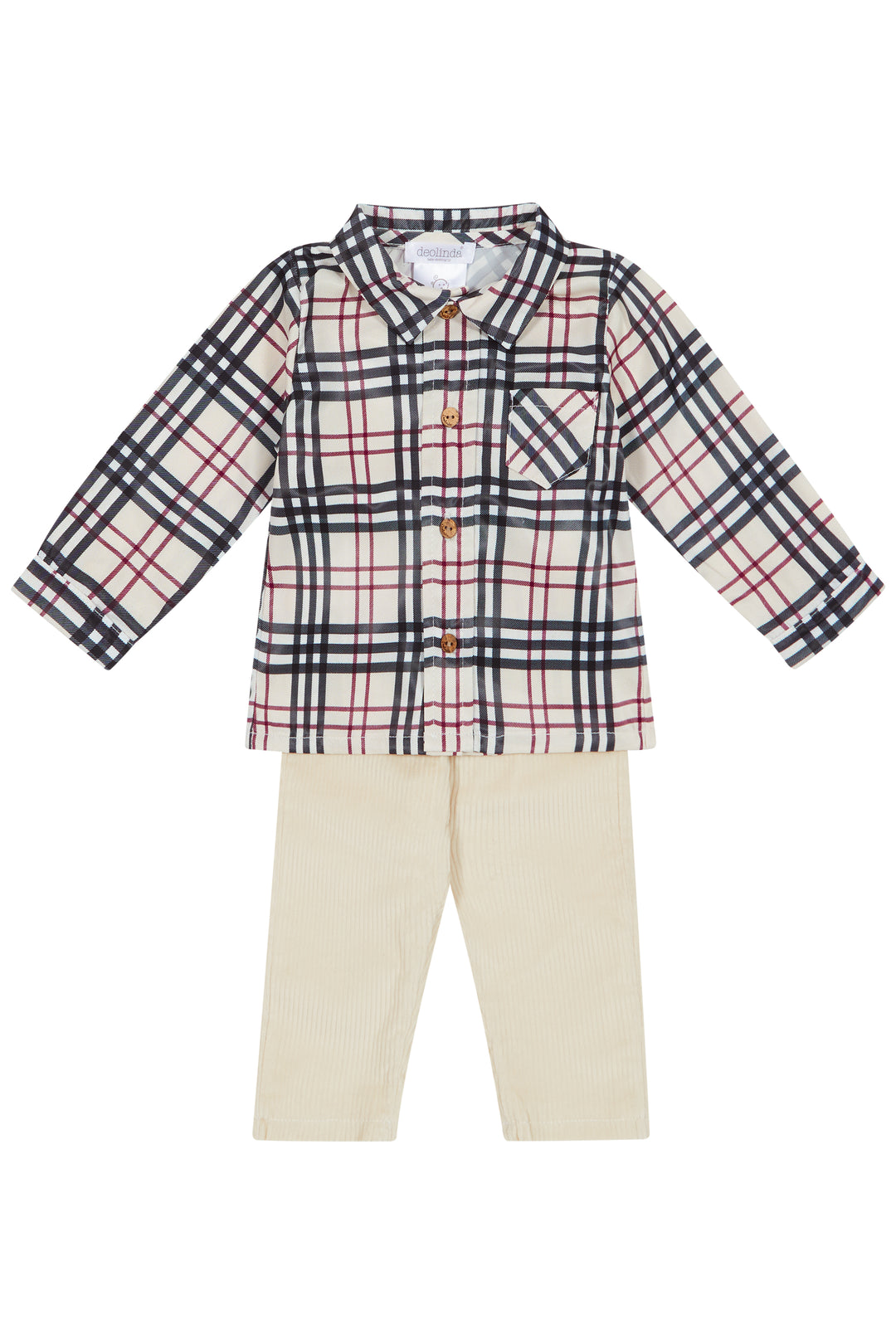 Deolinda "Edmund" Beige Tartan Shirt & Trousers | Millie and John