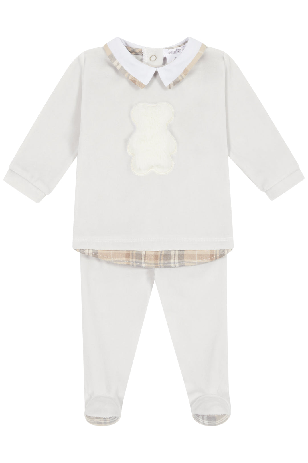 Deolinda "Aries" Light Grey Velour Faux Fur Teddy Top & Leggings | Millie and John