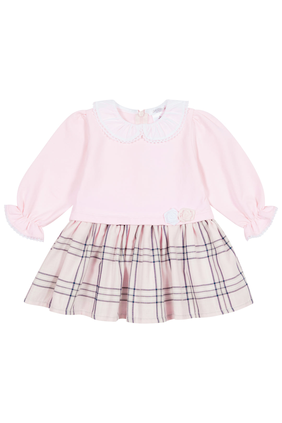Deolinda "Milana" Pale Pink Tartan Dress | Millie and John