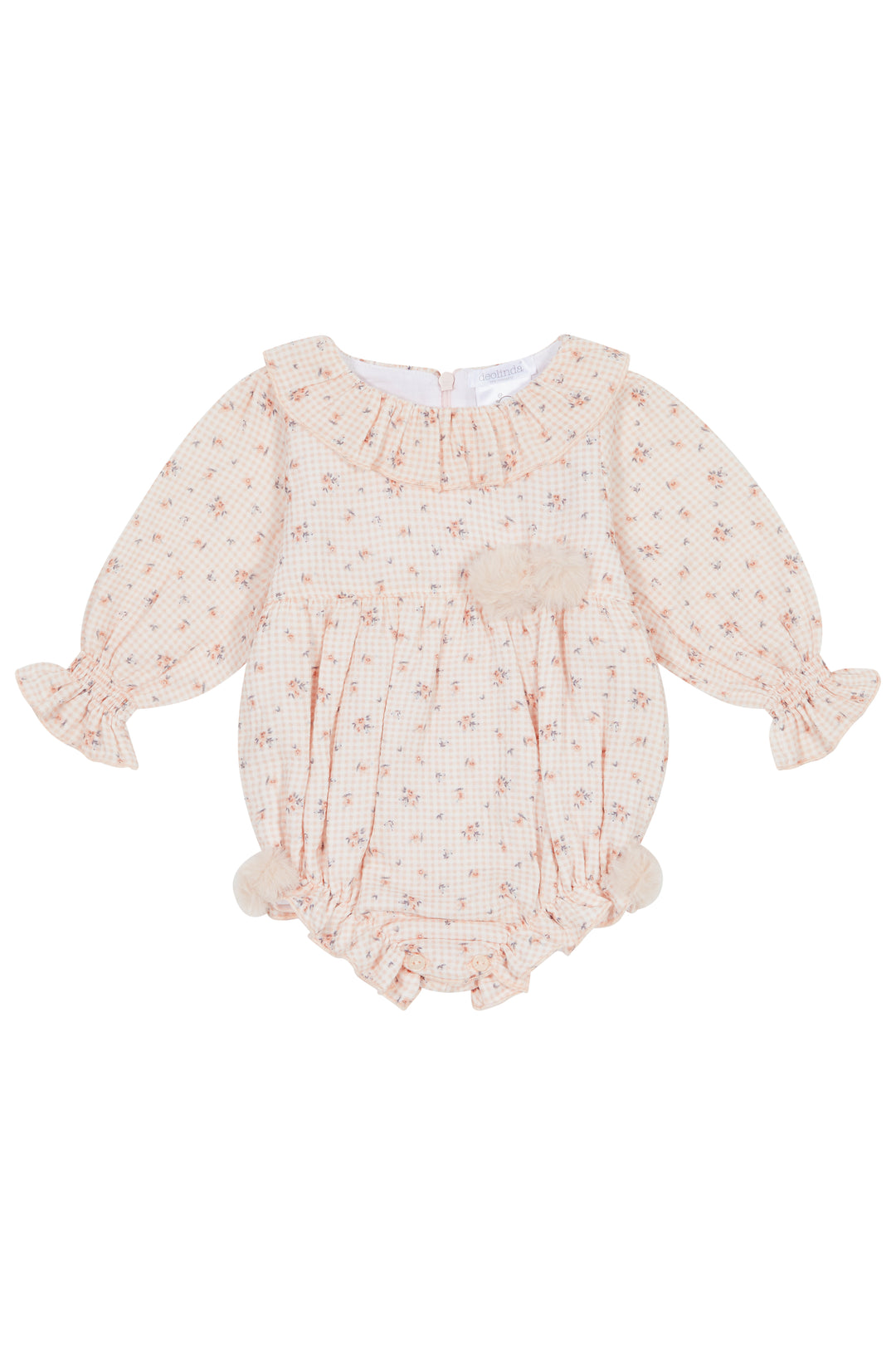 Deolinda "Alina" Peach Gingham Floral Shortie | Millie and John