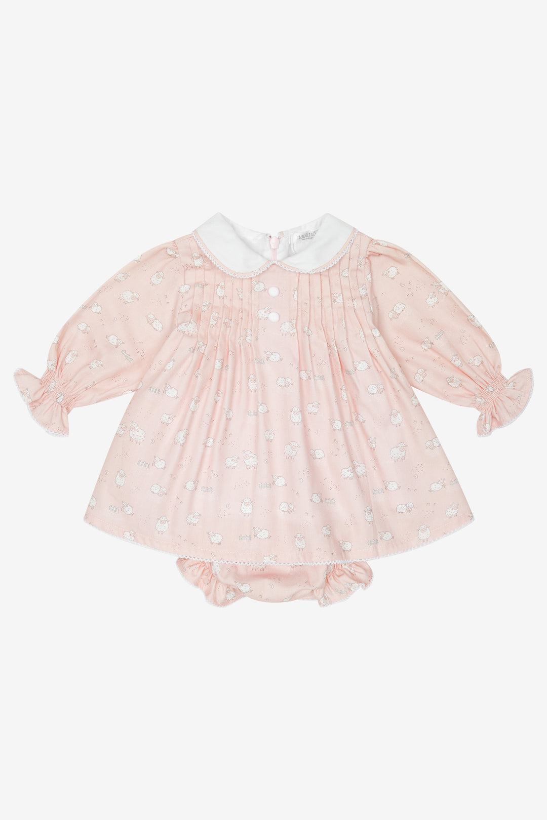 "Amelie" Pink Sleepy Sheep Dress & Bloomers