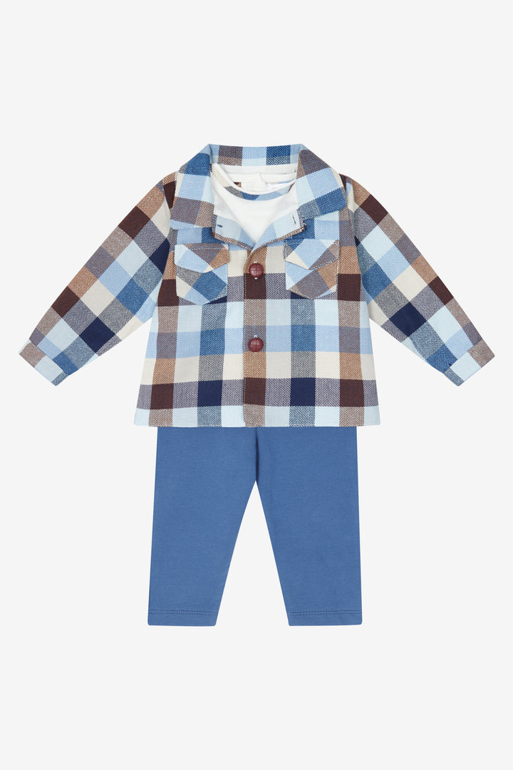 Deolinda "Maxwell" Blue & Brown Heritage Check Shirt, Top & Trousers | Millie and John