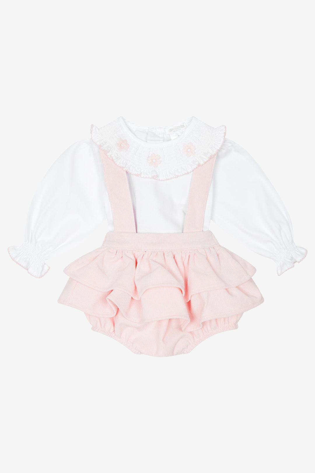 Deolinda "Marina" Blush Pink Smocked Blouse & Cord Bloomers | Millie and John