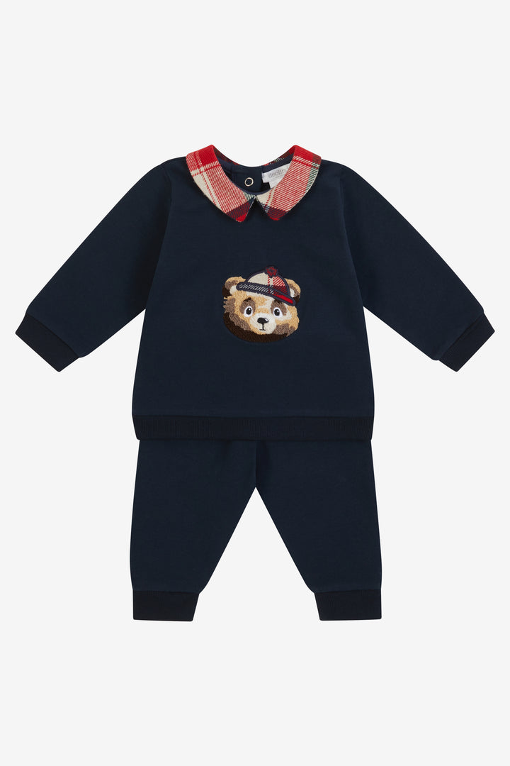 Deolinda PREORDER "Ewan" Navy Tartan Bear Tracksuit | Millie and John