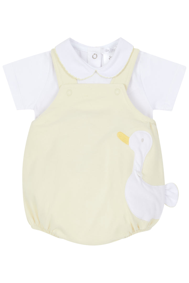 Deolinda "River" Lemon Duck Dungaree Romper Set | Millie and John