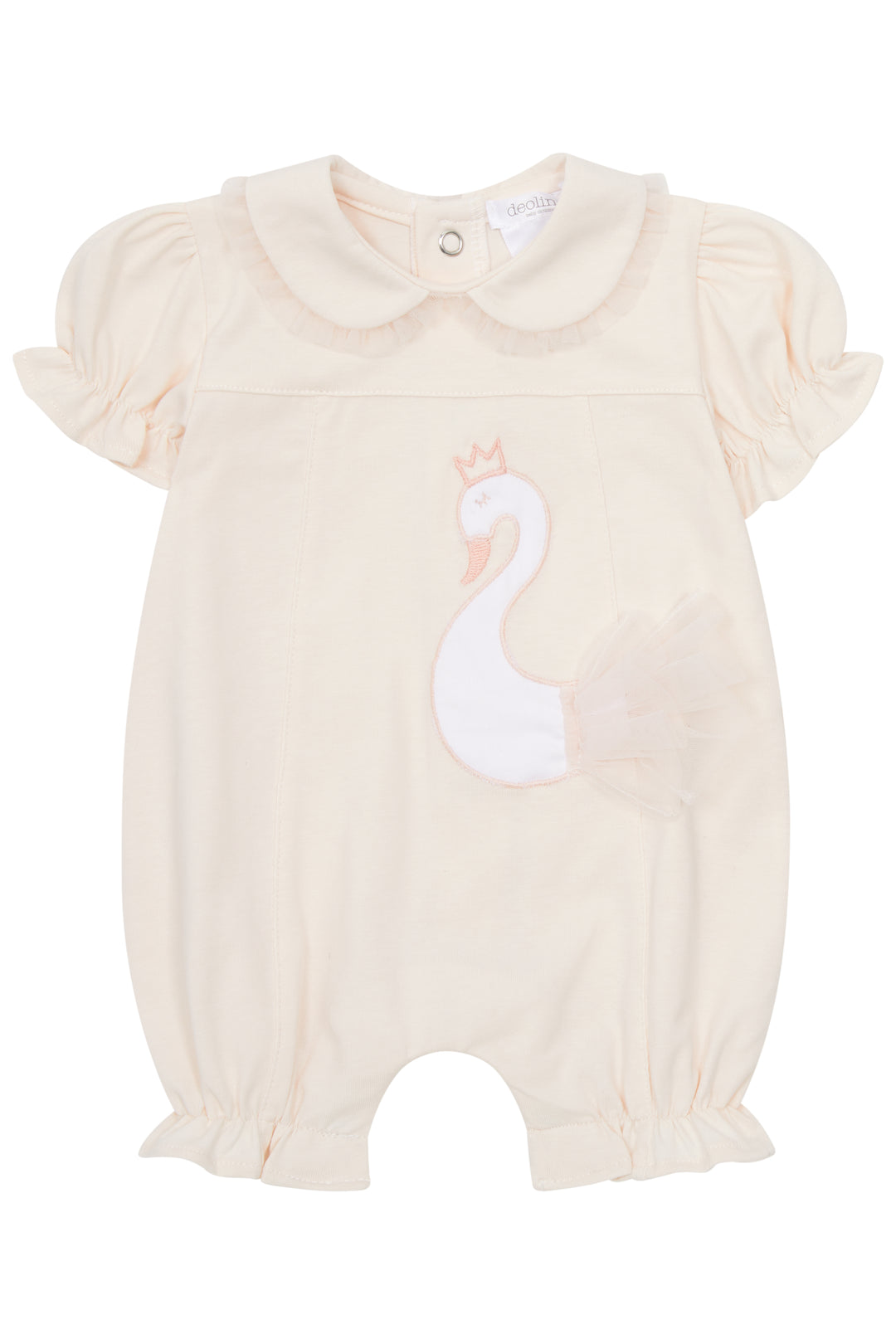 Deolinda "Isabella" Pale Peach Tulle Swan Romper | Millie and John