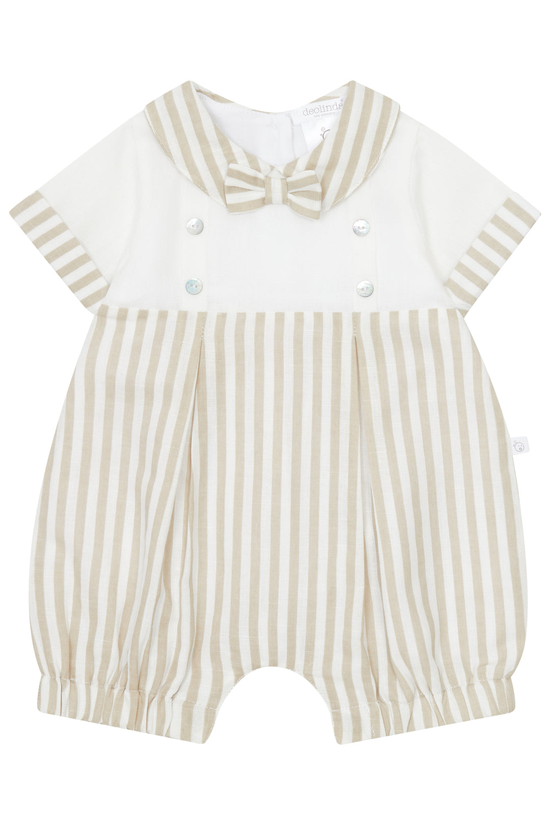 Deolinda "Elijah" Beige Stripe Romper | Millie and John